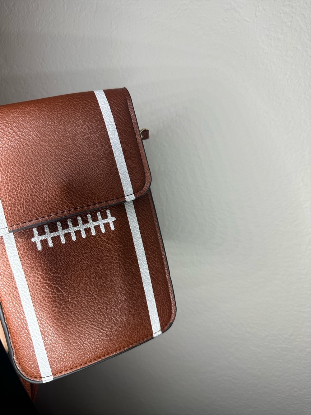 Brown Football-Style Crossbody Phone Bag - Unbranded